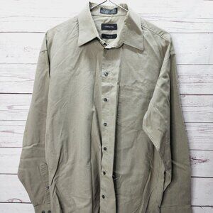 Claiborne Men's Long Sleeve Collared Button-Down Casual Shirt Beige Size Large
